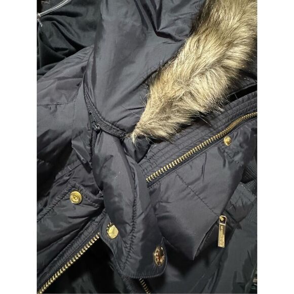 Michael Michael Kors black Down puffer foux fur trim Hooded winter coat Ps - Picture 14 of 16